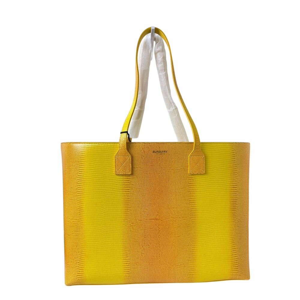 Burberry Calfskin Lizard Embossed London Tote Marigold New - Picture 4 of 9